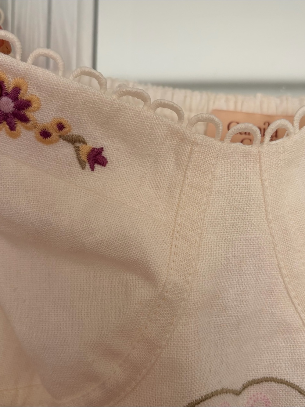 New Camila Coelho Embroidered Linen Blend Midi Dress Ivory Cottagecore Large - Picture 9 of 12